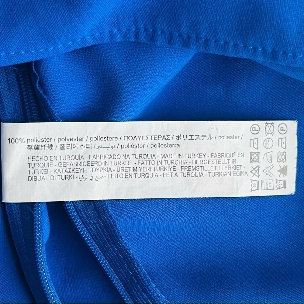 ZARA electric blue front crossover cropped blouse long sleeve keyhole size XS - Picture 11 of 14